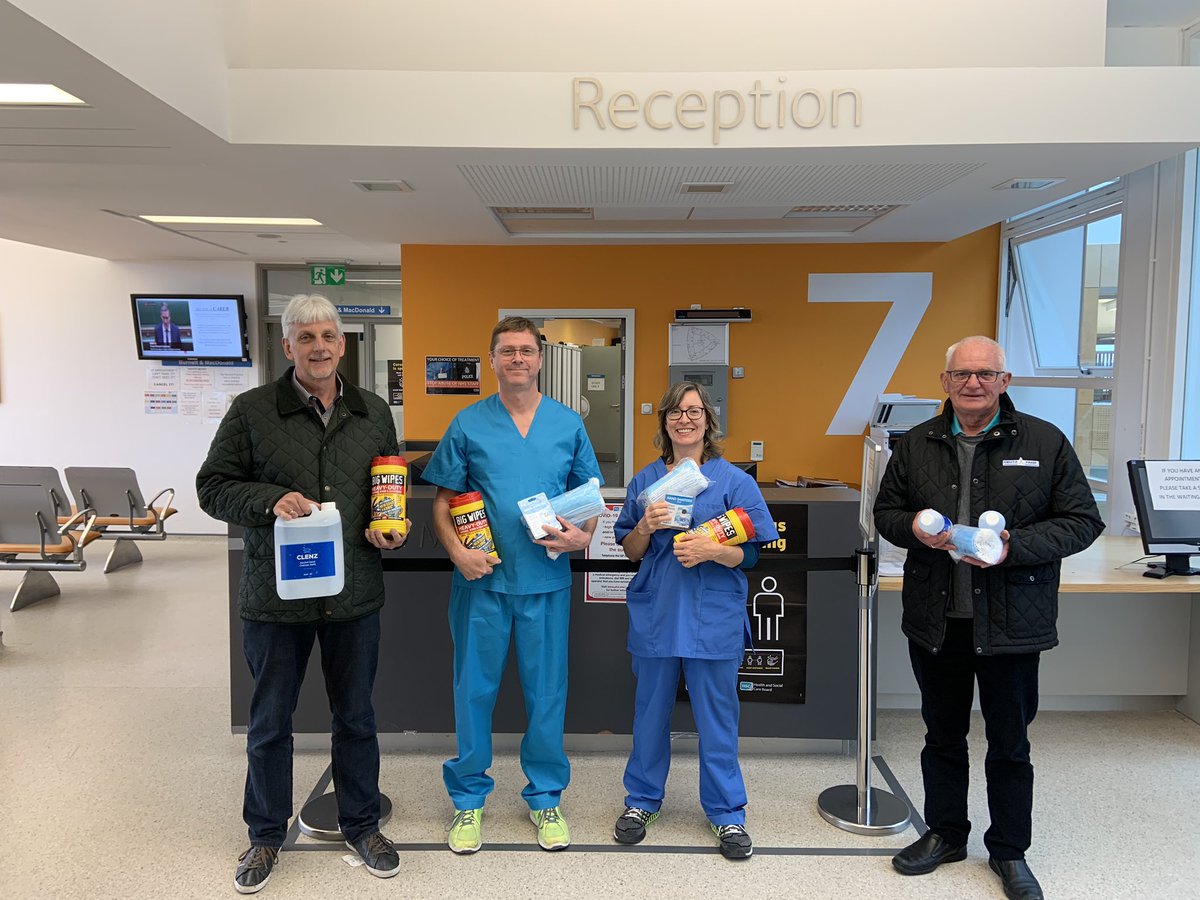 Portadownlol1's tweet photo. This morning the WDM Wor Bro Darryl Hewitt (pictured right) and DDM Wor  Bro Nigel Dawson (pictured left) handed over the District allocation of PPE that was bought by Grand Lodge of Ireland to GP’s at Portadown Health Centre.  It was gratefully received by the GP’s. https://t.co/dSM5HEaQoe