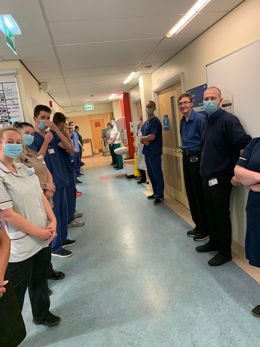 T7Troh's tweet photo. Led off the ward by all the staff clapping, cheering and a lot of tears thrown in.admitted along with her husband who sadly passed away due to COVID 19 but she fought it and today went home to her loving family to start another difficult journey.T7 send all their love and support https://t.co/KNz0CFOyam
