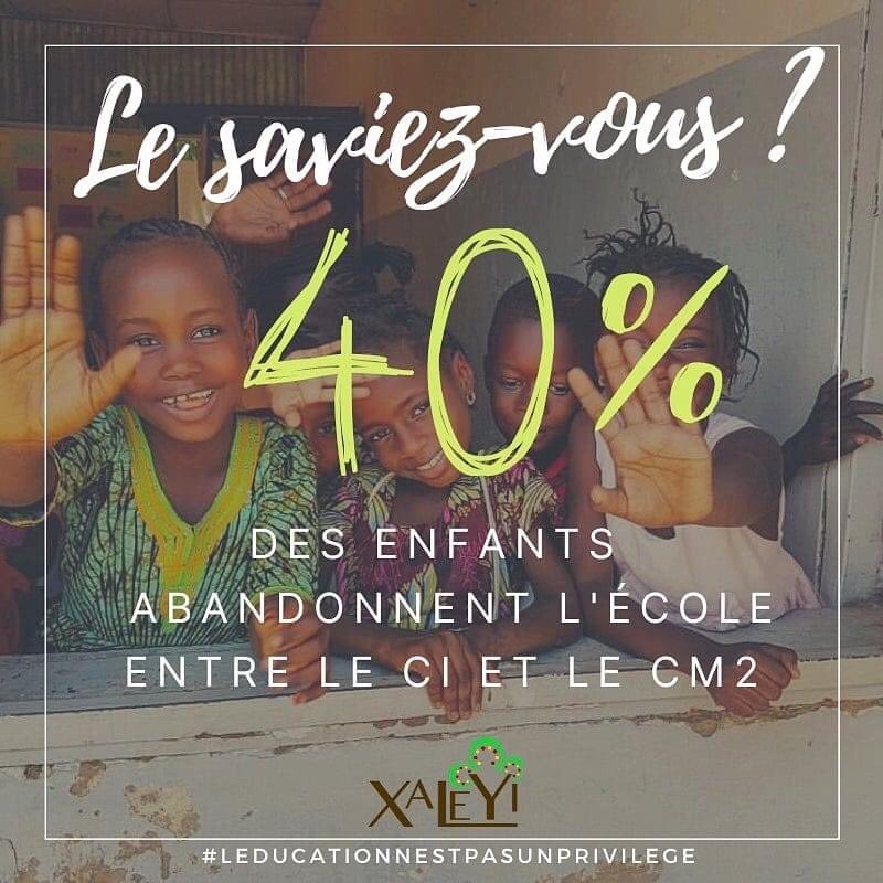 Xaleyi_Asso's tweet photo. LE SAVIEZ-VOUS ? 💡

Au Sénégal, 40% des élèves abandonnent l’école entre le CI et le CE2.

Un chiffre alarmant qui peut être expliqué par l’échec scolaire ou le manque de moyens des parents.

*Source : rapport UNESCO 2017

#Léducationnestpasunprivilège https://t.co/kNpMgszFwM