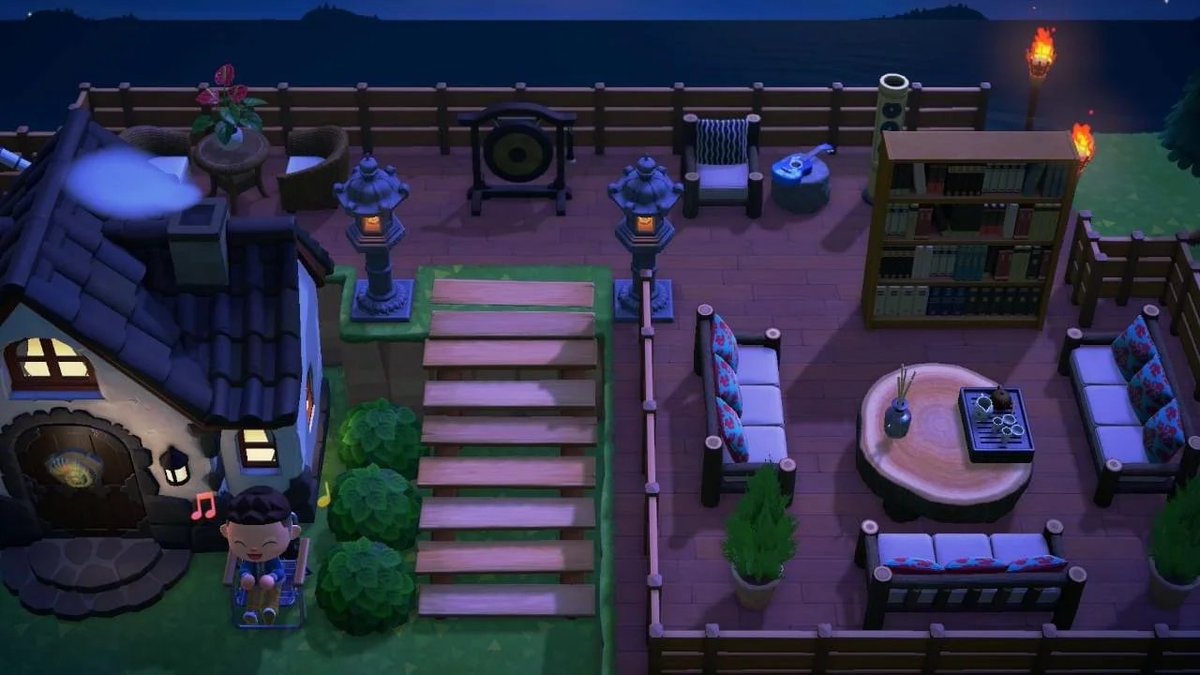 87. Une petite terrasse privée !(Source :  https://www.reddit.com/r/AnimalCrossing/comments/ga08qx/really_happy_with_how_my_deck_turned_out_ive/)