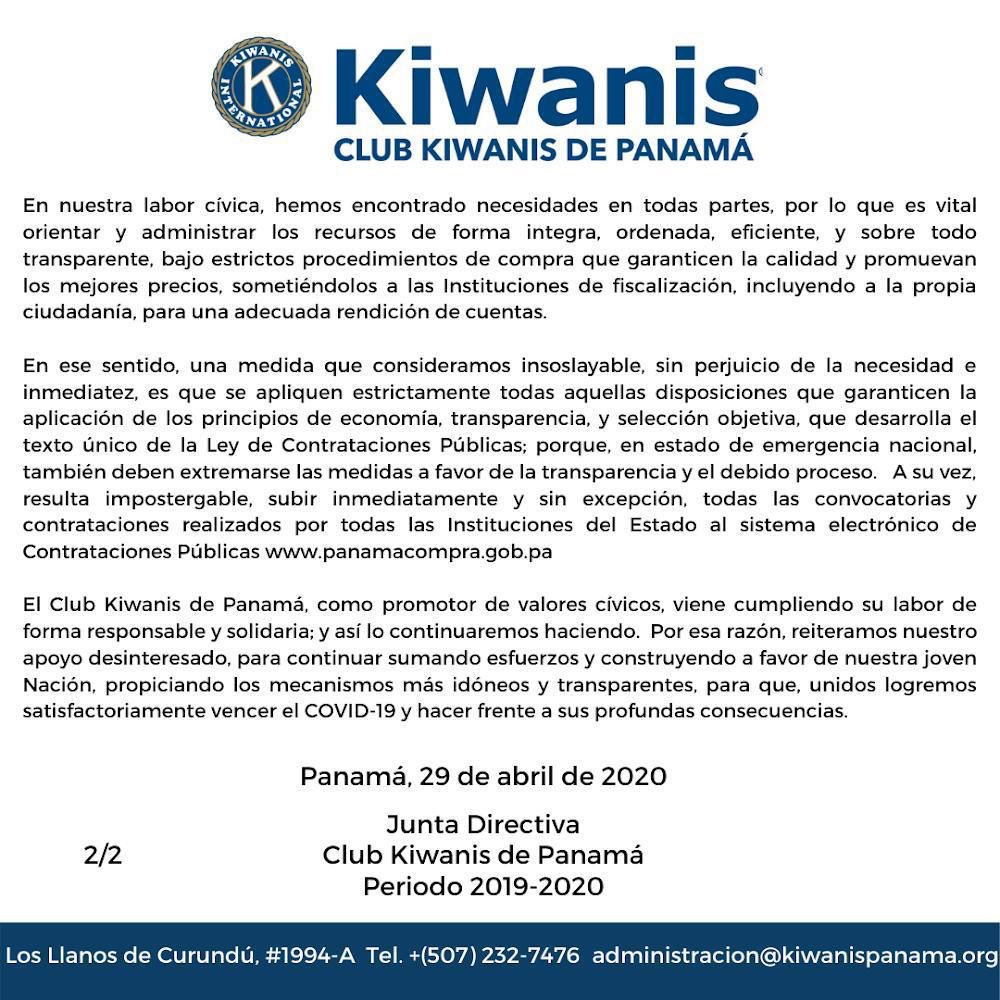 KiwanisPma's tweet photo. Comunicado sobre pandemia Covid-19, la respuesta ciudadana y la transparencia y rendición de cuentas en la gestión pública. https://t.co/LJrXdkUWYW