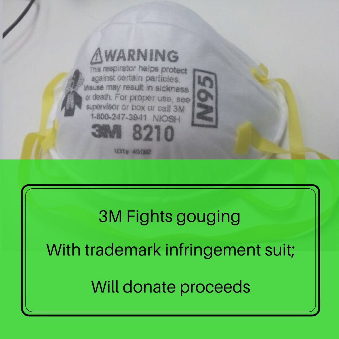 3M Fights gouging
With trademark infringement suit;
Will donate proceeds

#3Mrespirator #3Mmasks #pricegouging #trademarkinfringement

aeonlaw.com/blog/2020/04/2…