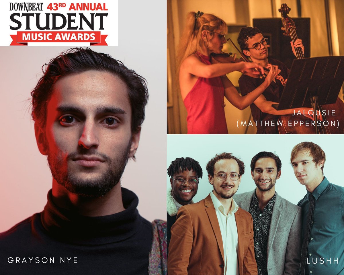 Congratulations to graduate students Grayson Nye, Jalousie (MJ Epperson), and the band Lushh​ for winning DownBeat Student Music Awards this year! These awards are considered the most prestigious awards in jazz education. Go Broncos!

#jazz #jazzeducation #downbeat