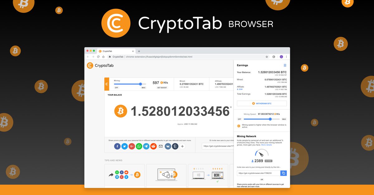 HeSaidAllIsWell's tweet photo. 🤩I'm delighted!🤩Everything is like Chrome but with mining bitcoin💰https://t.co/XeaWOM8iwM

#btc #income #passiveincome #BitcoinCash #BitcoinPrice #BTCUSDT  #BitcoinSv #BitcoinGold #moneyonline #BitcoinMining #miningonline #cryptocurrency https://t.co/M6HvAfWY7R