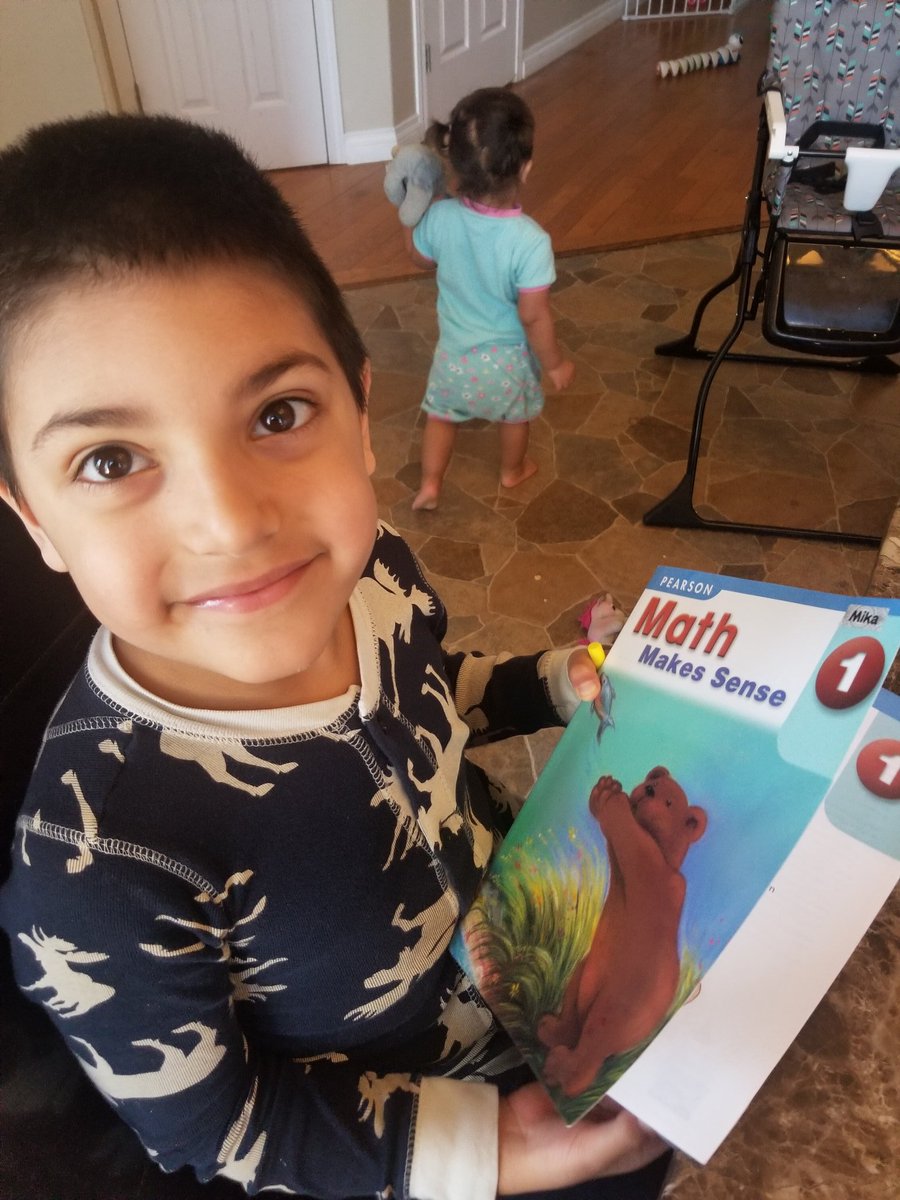 Jeelaniu's tweet image. Home learning for normalcy! The whitebord came out. With three @FMPSD teachers in the house - these kids will be beyond ready! @JeremyHiscock @njeelani #ABlearningathome #FMPSDlearningathome