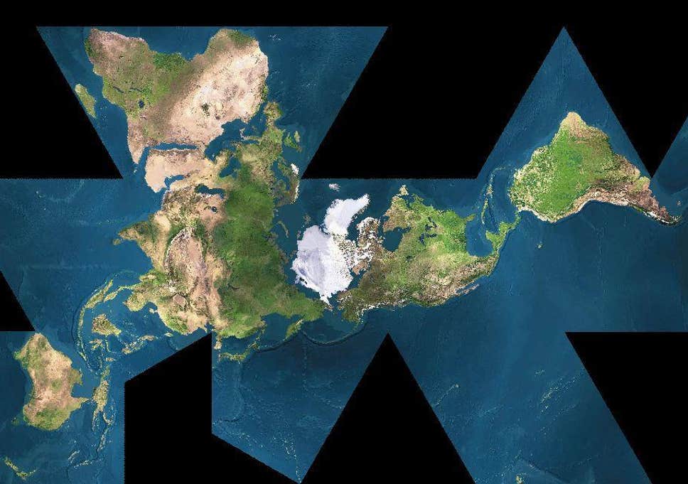 Center4NewEcon's tweet image. Buckminster Fuller's Dymaxion Map is the only flat map of the entire surface of the Earth which reveals our planet as one island in one ocean, without any distortion of the relative shapes and sizes of the land areas. It helps us to view the world as one interdependent system.