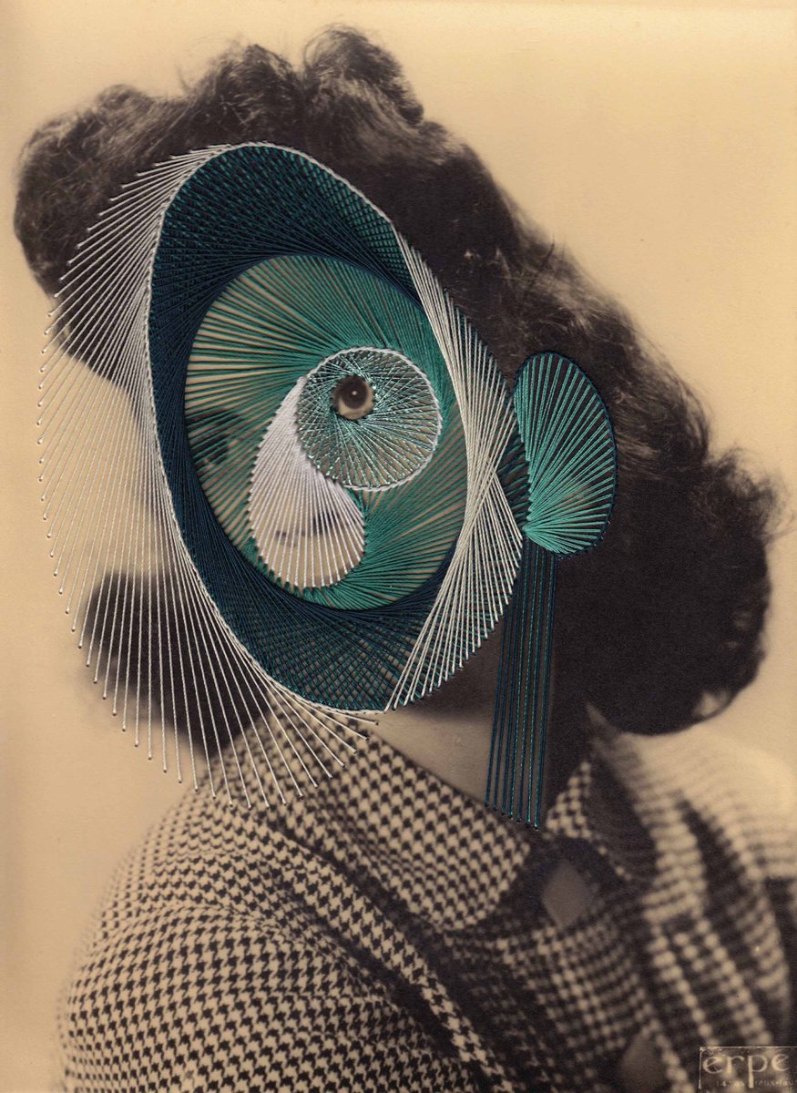 Embroidered photographs by UK-based Italian artist Maurizio Anzeri, 2010s
