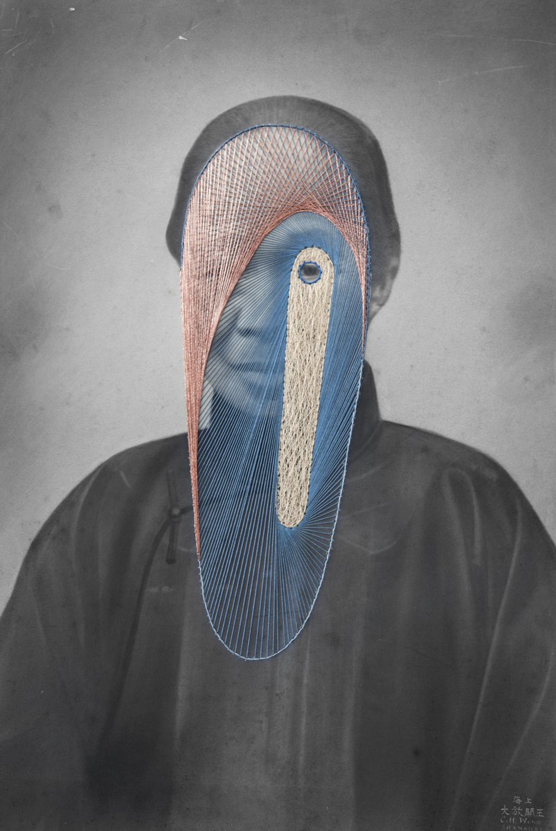 Embroidered photographs by UK-based Italian artist Maurizio Anzeri, 2010s