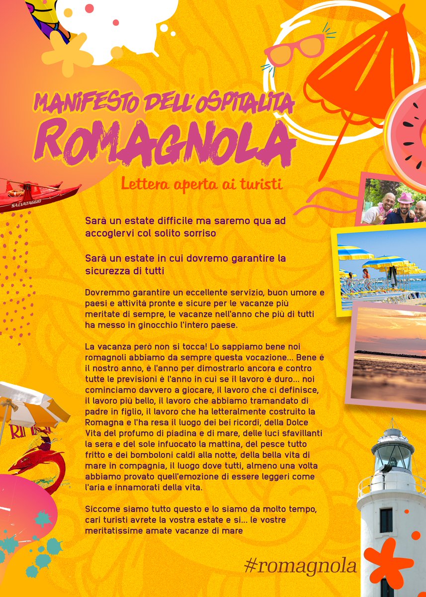 Manifesto dell'Ospitalità Romagnola
bit.ly/2yPaHk5
#romagnola #romagna #turismo #estate #estate2020