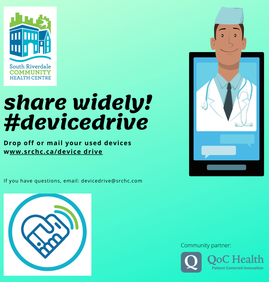 SRiverdaleCHC's tweet photo. Imagine #covid19 with no #device – please share and give generously to help us connect with clients https://t.co/FHsIdQX4qy #devicedrive #digitalequity #virtualcare #allconnected https://t.co/qUqO6e4aqh