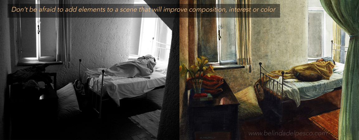 Still Life Painting Design Ideas – Adding Interest to your Art - with drab reference photos: belindadelpesco.com/still-life-pai…