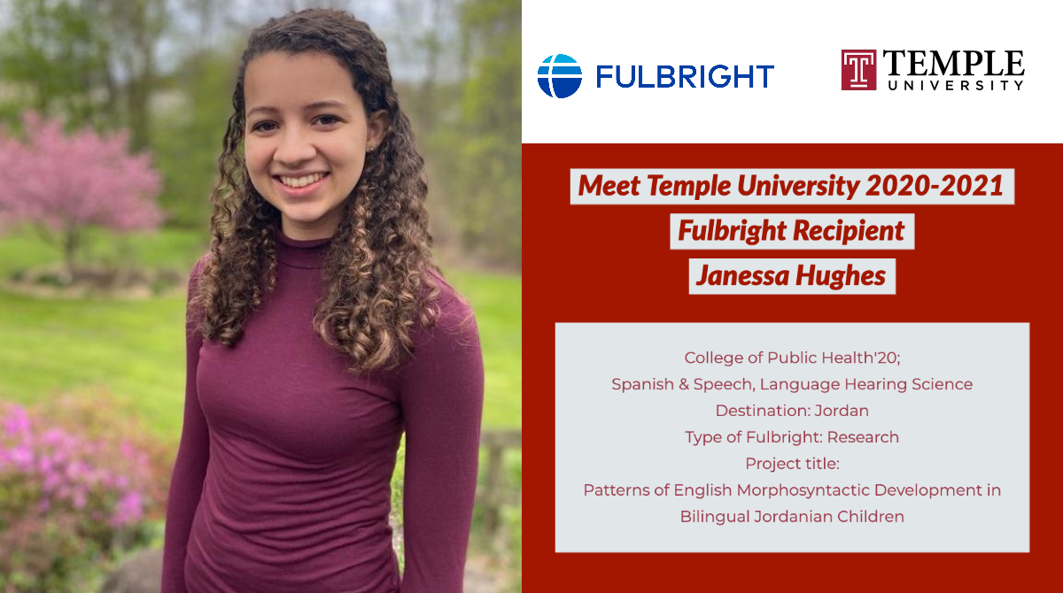 Congratulations to Janessa Hughes, College of Public Health '20, on her Fulbright Research Grant to Jordan!
<a href="/TempleUniv/">Temple University</a> <a href="/TempleCPH/">Temple Public Health</a> <a href="/TEMPLESpanpor/">Spanpor | Temple U</a> 
#templemade #owlsareeverywhere