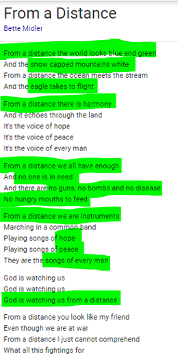 MichLHarvey's tweet photo. From a distance...there is harmony...we all have enough...no one is in need...no guns...no bombs &amp; no disease No hungry mouths to feed...we are instruments...hope...peace...songs of every man...God is watching us #togetherness #hopehappened https://t.co/6dktBBmmzJ