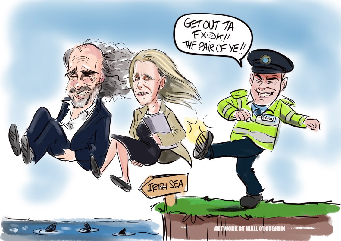 No cartoon could ever portray my utter dislike for Gemma O’Doherty, but I’m sure like 99% of people in Ireland(100%of Gardai) I’d like to give her an unmerciful kick up the arse!! #GemmaoDoherty #johnwalters <a href="/GardaTraffic/">An Garda Síochána</a> #katiehopkins #embarrassing #fourcourts #lockdownireland
