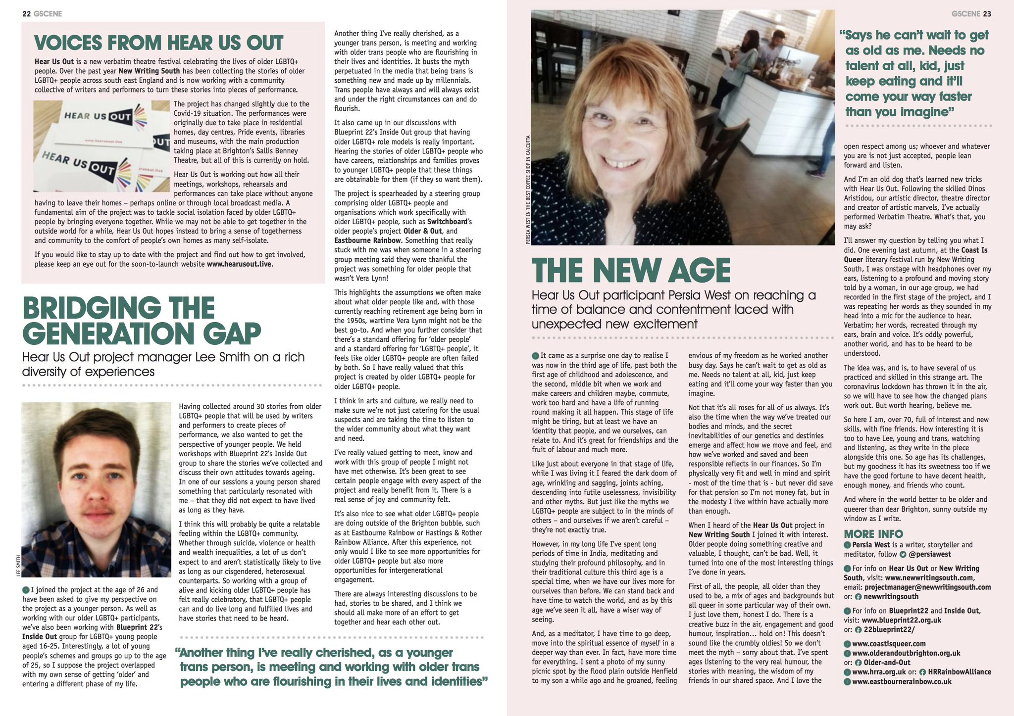 New Writing South Our Upcoming Hear Us Out Festival Celebrating The Stories Of Older Lgbtq People Has Been Featured In The Latest Issue Of Gscene Project Manager Lee Smith And New Writing South Our Upcoming Hear Us Out Festival Celebrating The Stories Of Older Lgbtq People Has Been Featured In The Latest Issue Of Gscene Project Manager Lee Smith And