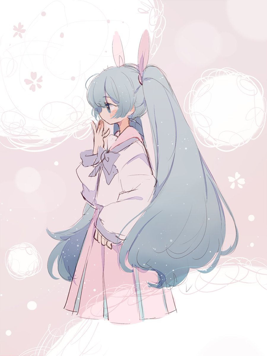 hatsune miku 1girl solo long hair skirt twintails long sleeves very long hair  illustration images