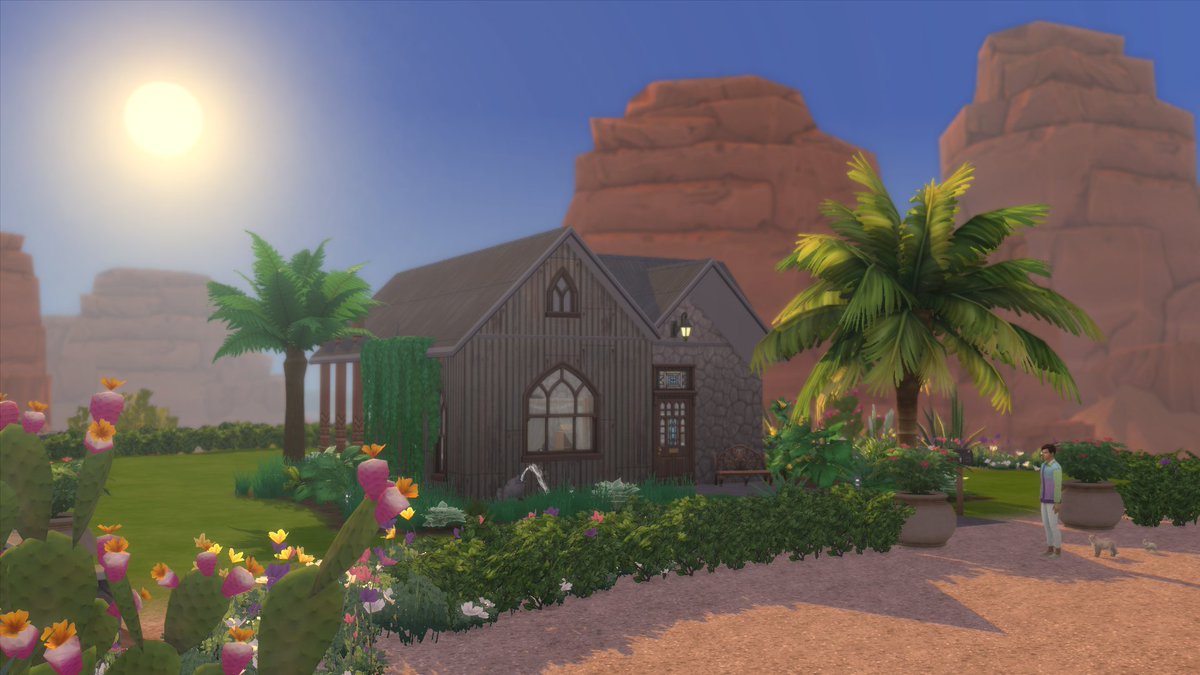 A small Sims 4 cottage in the deserts surrounding StrangerVille,