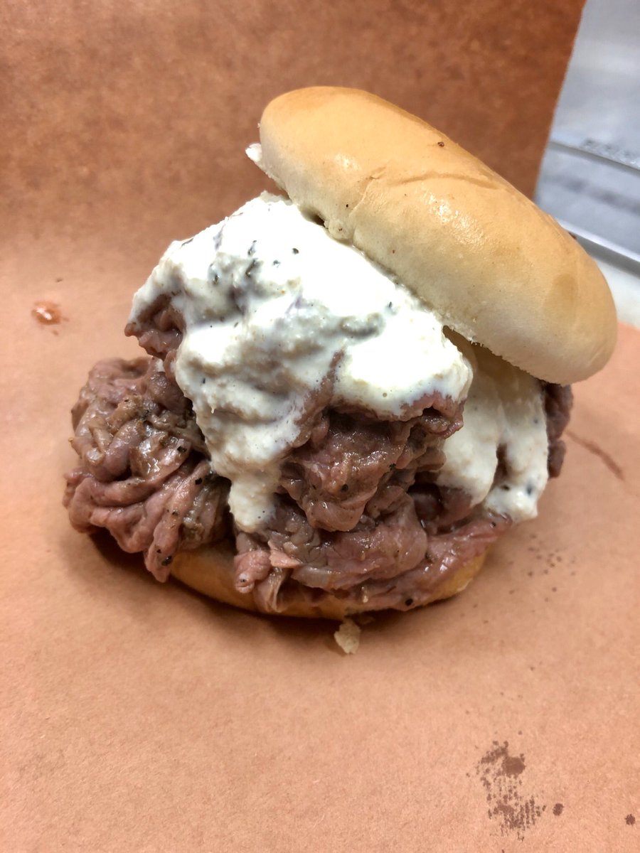 bbq_daves's tweet photo. Come by Dave's today for a $6.00 smoked roast beef sandwich with our house made au jus and our homemade horseradish sauce. Only$6.00 or 2 for $10 https://t.co/k0G5lEgwgm