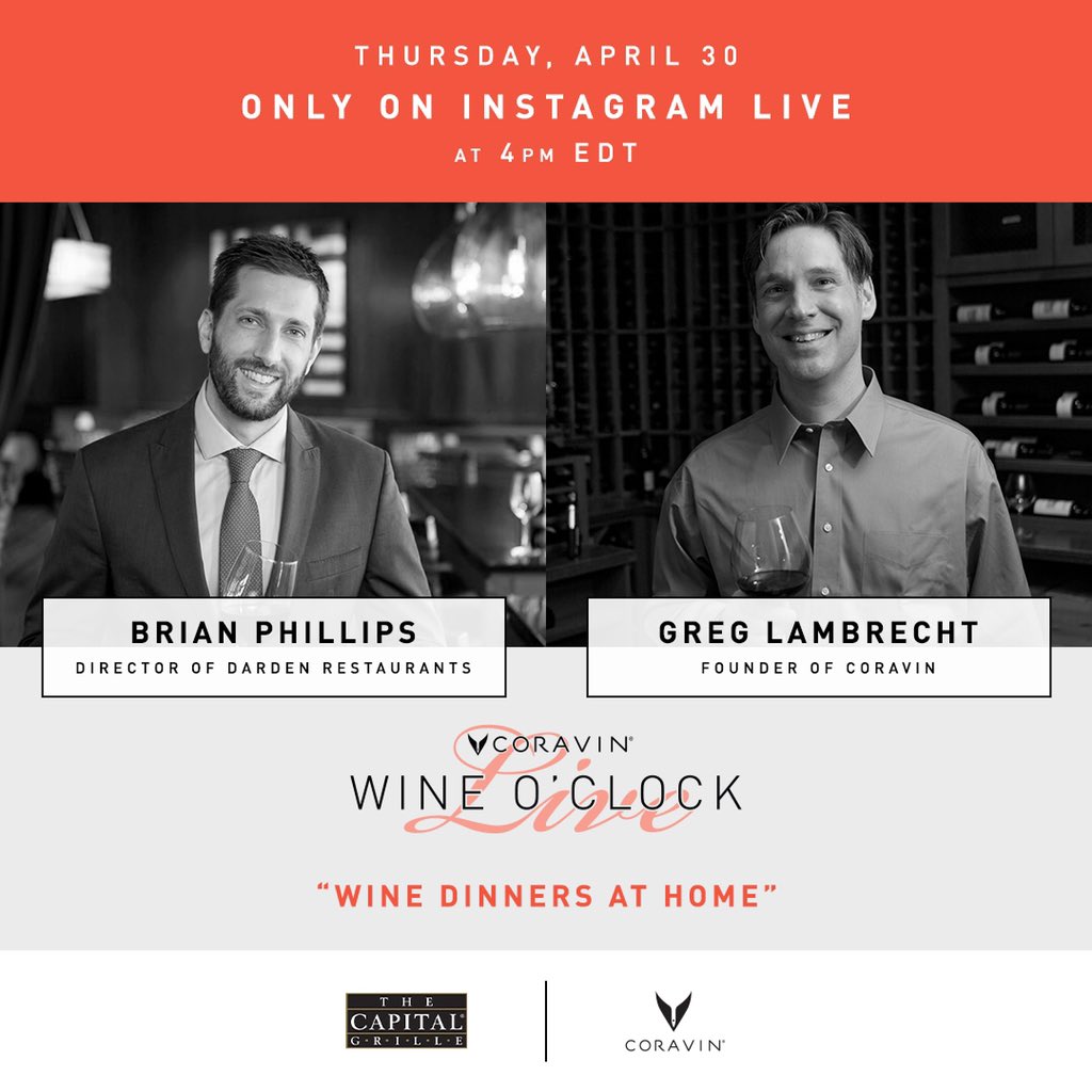 Talking up great wines and re-creating at home wine dinner tips tmrw 4pm est (Thurs) with Coravin founder Greg Lambrecht. Join the convo on Instagram Live.  <a href="/GregAtCoravin/">Greg Lambrecht</a> <a href="/Coravin/">Coravin</a>