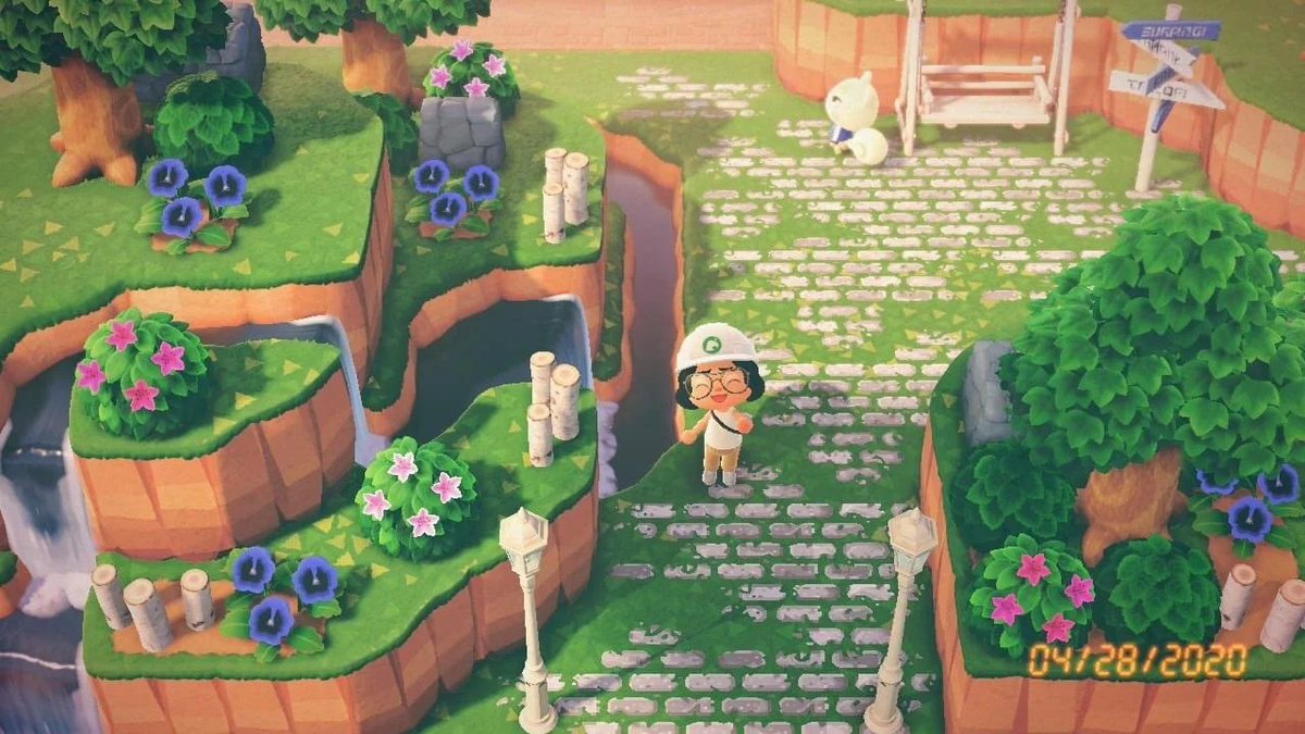 89. Les reliefs (Source :  https://www.reddit.com/r/AnimalCrossing/comments/ga0dhz/love_my_new_entrance/)