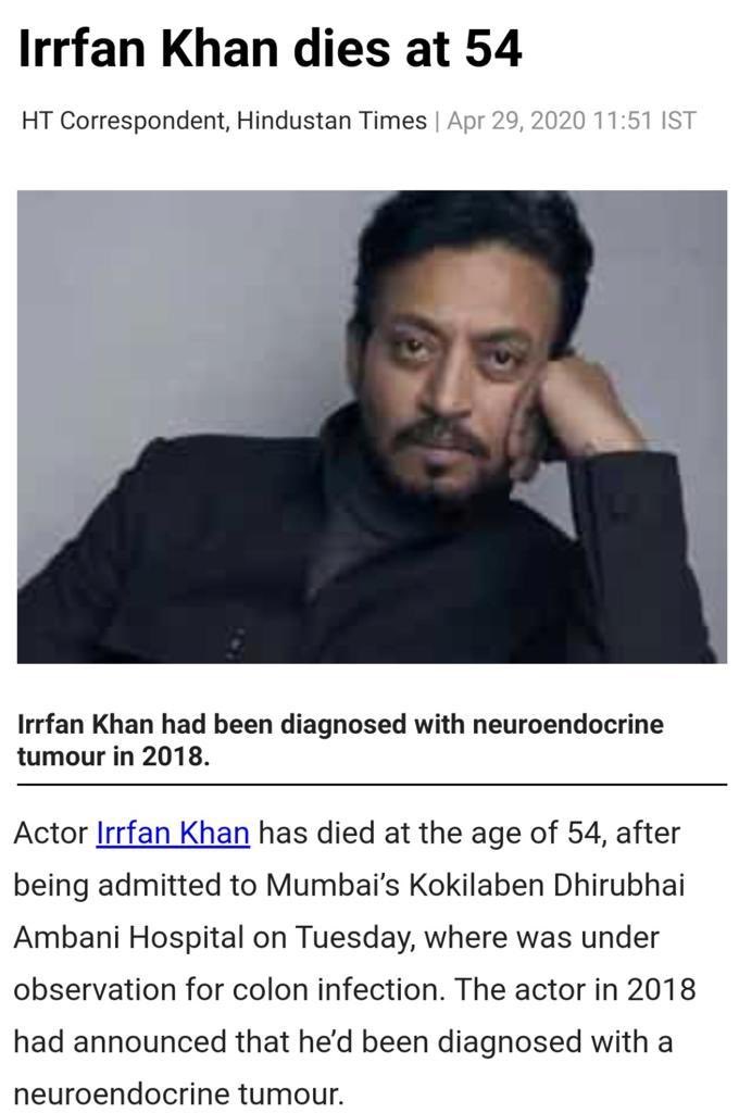 AnupamD01536198's tweet photo. if God would have given me a veto power to alive someone. irrfan would have been alive today. Pained.
He would be remembered for ages to come. Difficult to decide whether he was a better actor or human being.
Peace!!
#IrrfanKhan
#IrrfanK https://t.co/vhYcYfcsq2