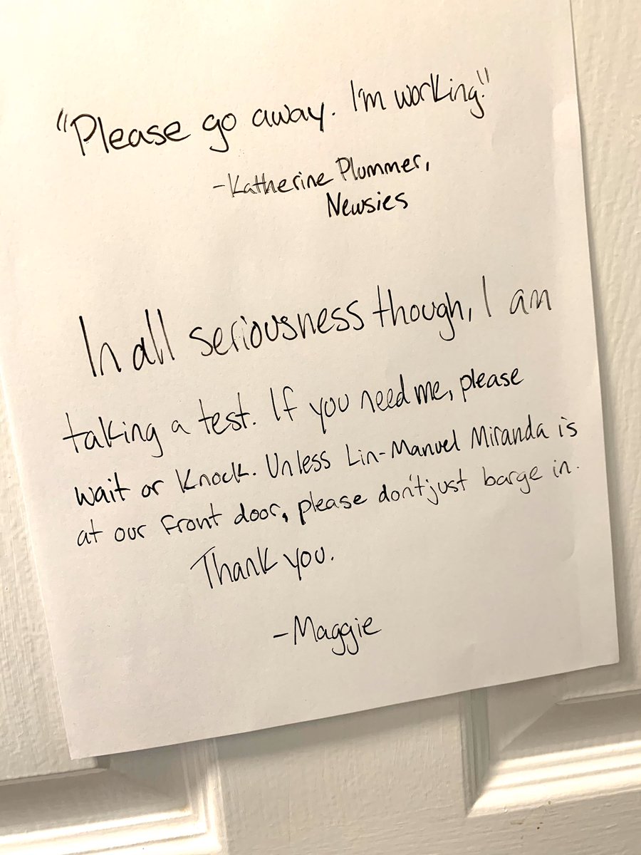 patrickjpowers's tweet image. When your 13-year-old’s bedroom doubles as the school’s testing center. Hoping @Lin_Manuel shows up just so I can enter to say “Good luck on your test!”