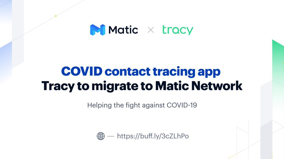 0xPolygon's tweet image. COVID19 pandemic contact tracing Dapp @GetTracyApp chooses Matic!

Tracy enables safe movement &amp;amp; helps health professionals manage their #COVID19 response. In-app transactions will be powered by Matic &amp;amp; data storage enabled by our partner @moibitio.

👉 buff.ly/3cZLhPo