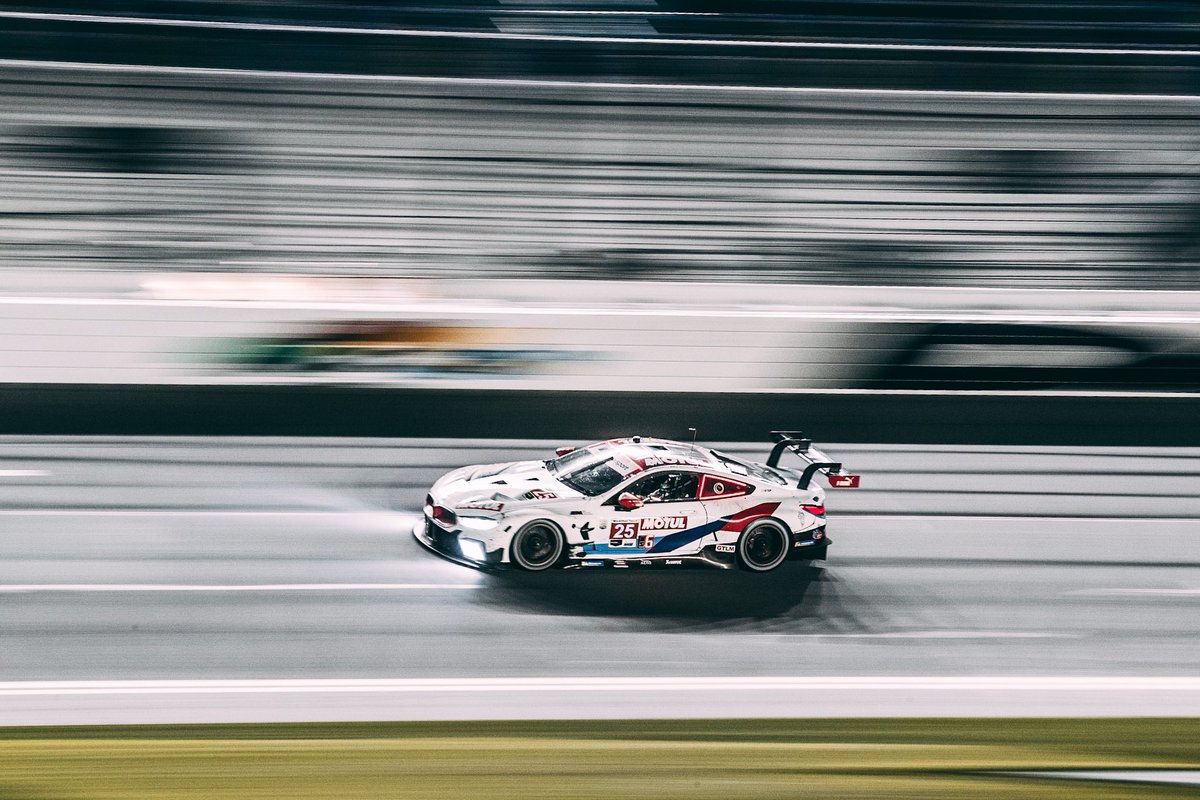 HerrFrederik's tweet photo. @BrunoSpengler and his mates might not have won the event as the black sister car did but the white M8 GTE did look shiny under those Daytona floodlights #bmw #motuldrive #motulmediacrew #bmwmotorsport #bimmer #becauseracecar #getoutanddrive #daytona #rolex24 #m8gte #mission8 https://t.co/UvsRQl8bqU