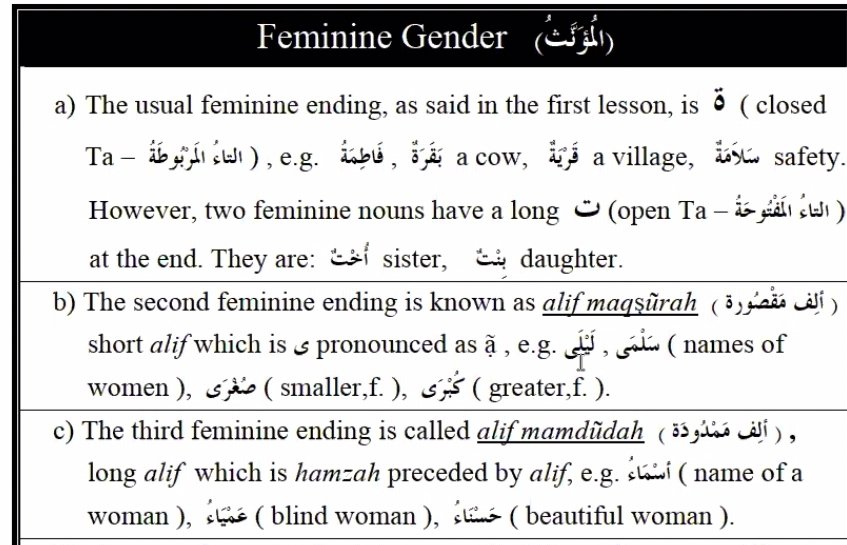 Brunel Islamic Society Isoc How To Know If A Word Is Feminine In Arabic Language