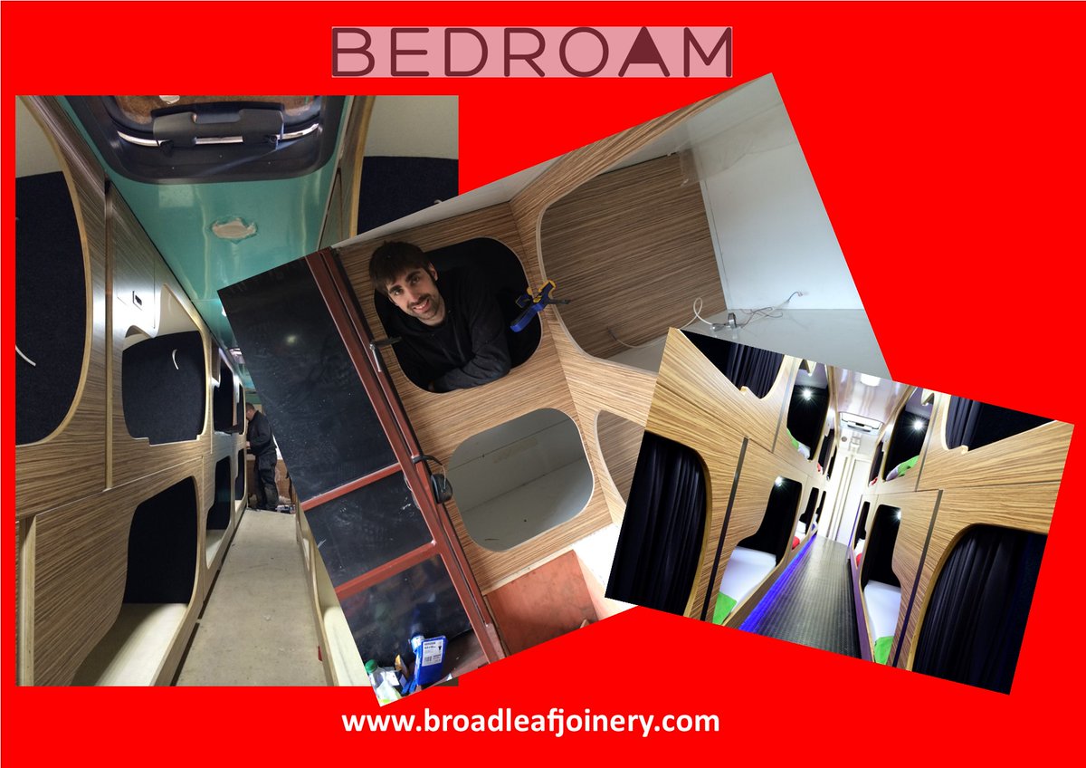 Bedroam's tweet photo. The one and only extremely talented James Byrne  from Broadleaf Joinery  (https://t.co/LqY81vRNc6).  There's nothing he can't do if it involves wood! 😀👍

#joinery #bedroam_bus #woodwork #design #glamping #eastyorkshire #bedroam https://t.co/Z1dpjiWOEe