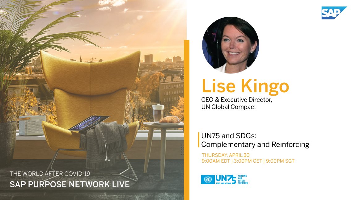 JoinUN75's tweet image. We are so grateful to be joining @SAPNextGen&apos;s #SAPPurposeNetwork Live for our second session: “#UN75 and SDGs: Complementary and Reinforcing.&quot;

Watch LIVE at 9AM (ET) tomorrow (April 30): bit.ly/SAPNLregister