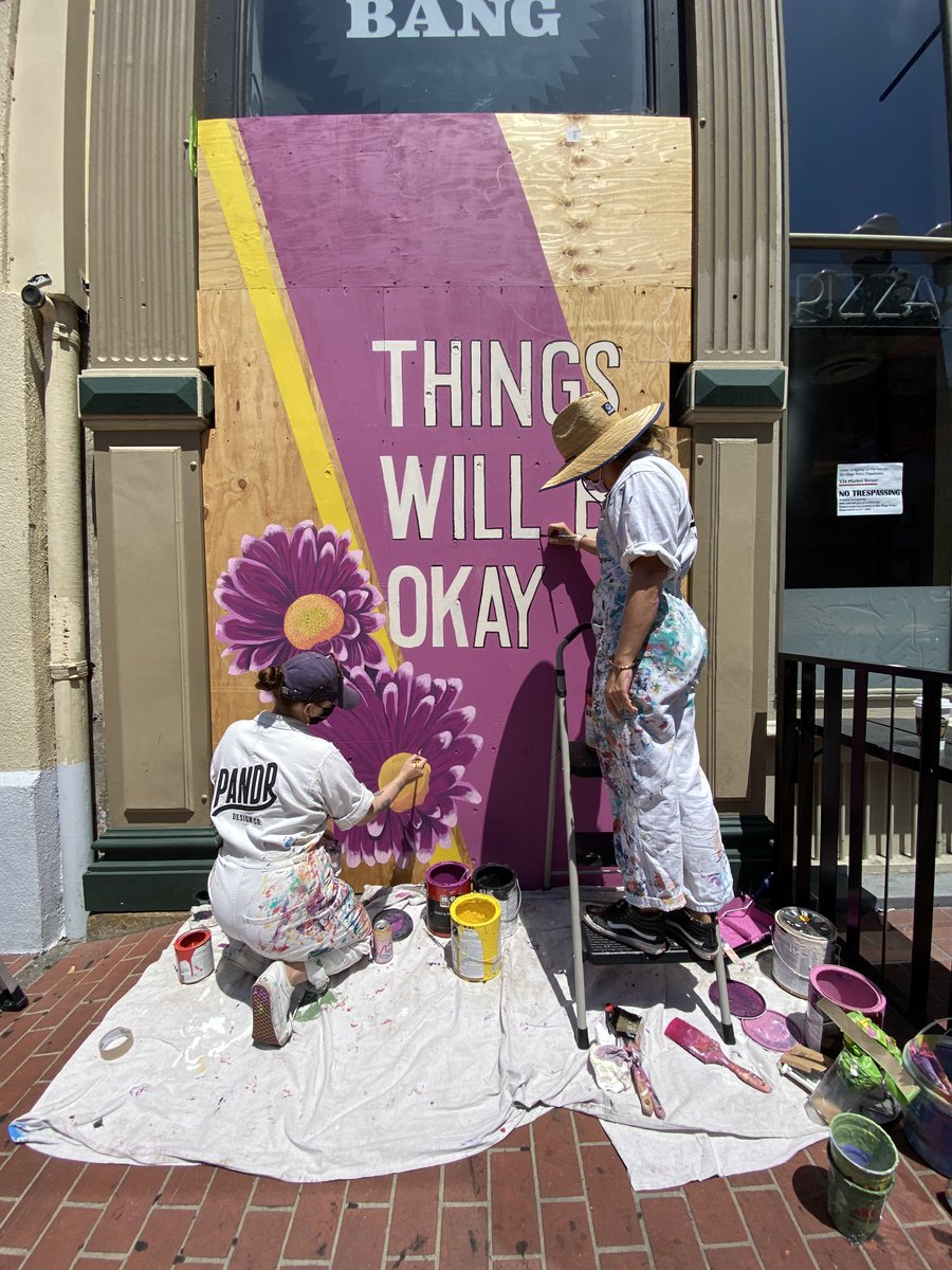 SDPartnership's tweet photo. Times of crisis call for creativity. Creating moments of joy, whimsy and color in Downtown neighborhoods has long been part of our mission. Sometimes that means taking a new blank canvas and turning it into art. Thank you Pandr Design Co. https://t.co/1TIjwFzL3u