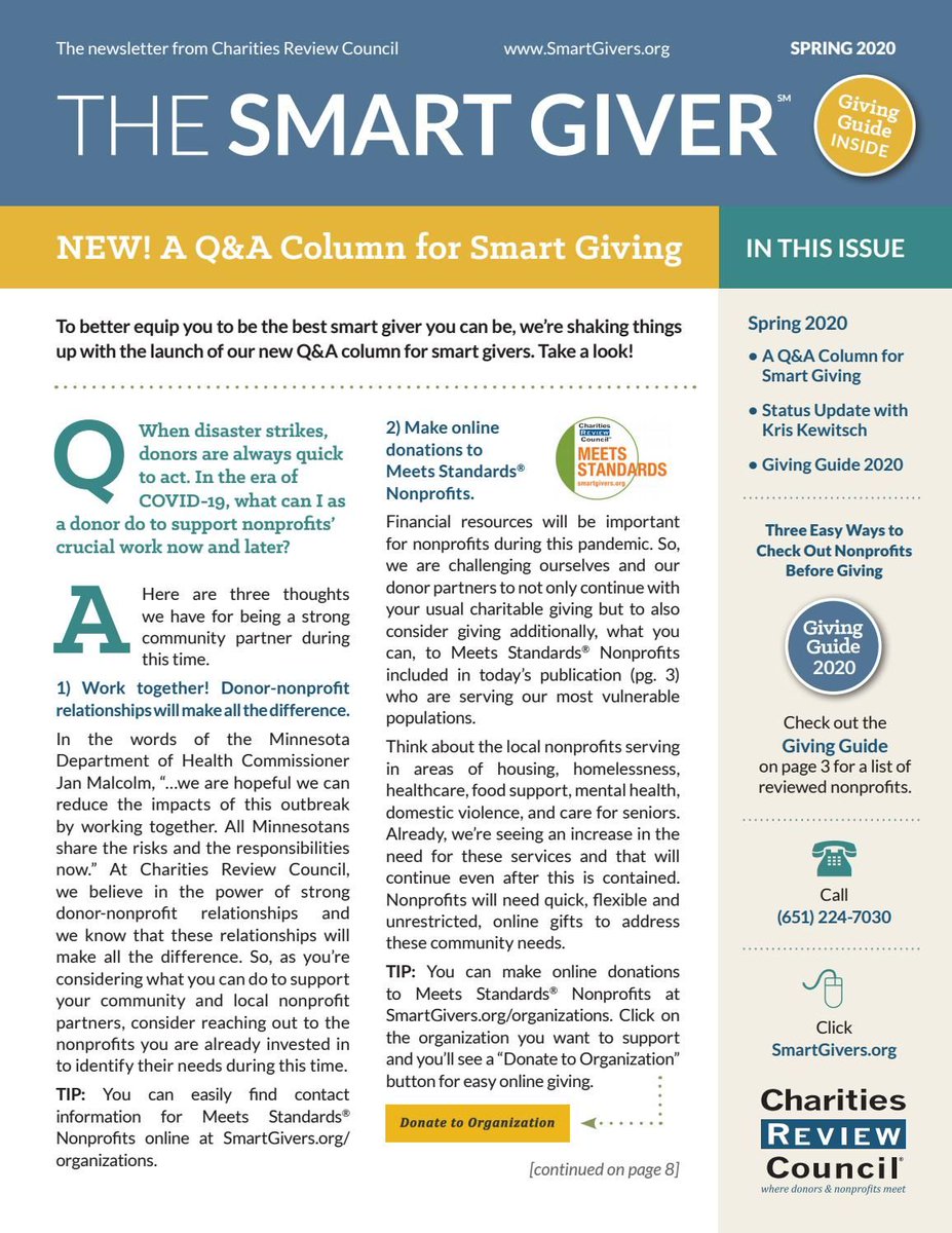 smartgivers's tweet photo. The spring edition of our #SmartGiver Newsletter, which includes our new Q&amp;A Column for Smart Giving, hits mailboxes this week! 📬 https://t.co/4kKSKGgEYP https://t.co/EAKbSLWrBf