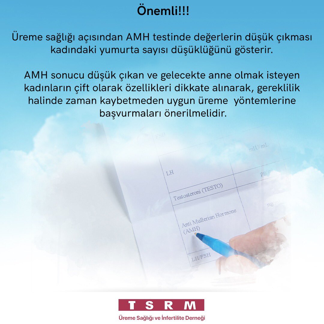 tsrmdernegi's tweet photo. ‼️Daha az yumurta hiç yumurta anlamına gelmez bu yüzden sorunu mümkün olduğu kadar erken tanımak önemlidir‼️
Yumurtalık rezervini ölçümlemek için kullanılan Anti-Müllerian Hormon (AMH) testi hakkında ayrıntılı bilgi için 👆🏻
#amhtesti #amh #amhhormonu #amhhormontesti #TSRM https://t.co/N5vKtpmgdI