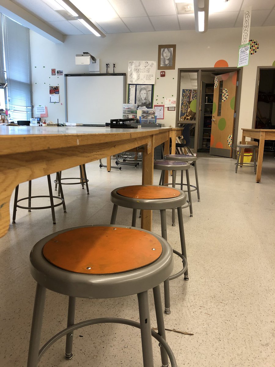 ArtwithSmullen's tweet photo. These stools are not the same with out YOU in them....I miss you SHMS students! @StuartHobsonMS @MrComeforo @CHCSPTA https://t.co/UxKVObt5d5