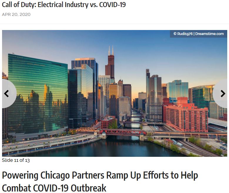 PoweringChicago's tweet photo. Thanks to @ecmweb for highlighting the good work our members are doing to support the community during the #COVID19 outbreak. We're proud of all of the #union #electricians and #electrical contractors who are powering #Chicago through the crisis. 

https://t.co/aEu9t5e6cp https://t.co/6FrvdsxBfm