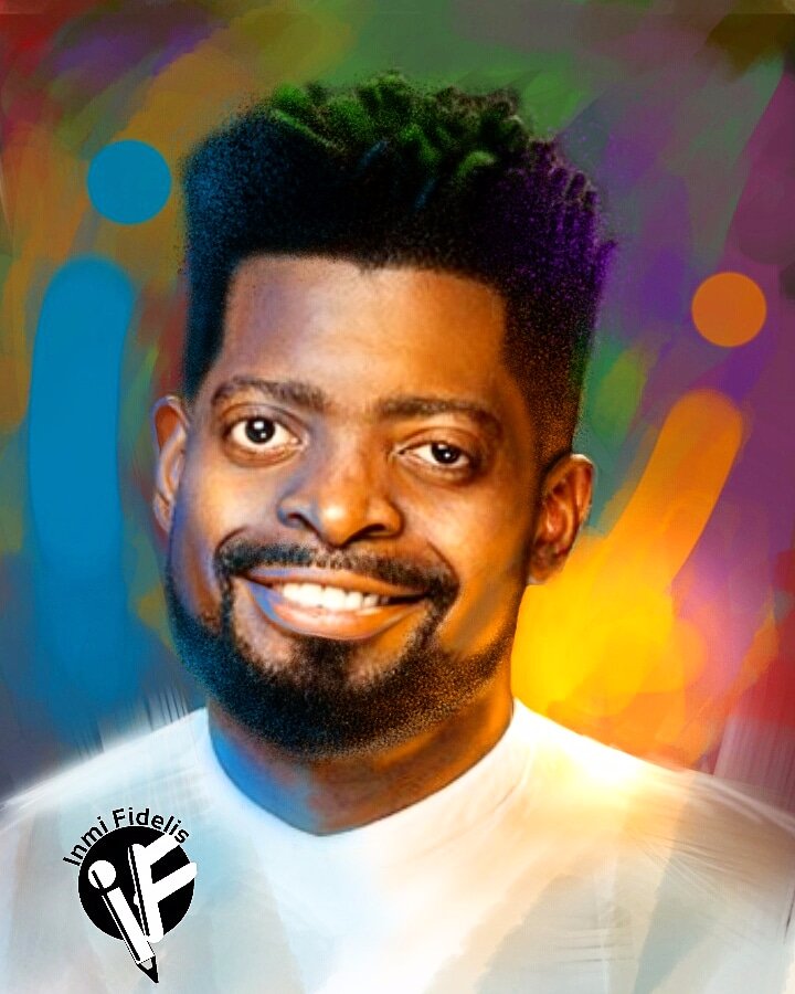 InmiFidelis's tweet photo. When it comes to comedy and laughing your sorrow out I give it to this man @basket_mouth 
My childhood memories were rich having to watch him and laugh coz of his jokes...he's unique and a great man in his work. I celebrate u with my digital painting sir... https://t.co/hXldwl7KA1
