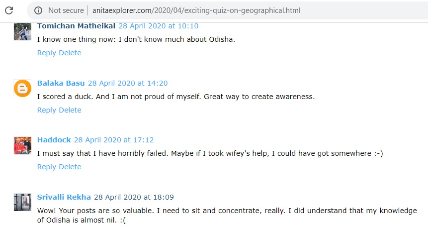 Many are yet to know about #Odisha. 
For how long will we smugly continue as 'India's best kept secret'? 
If others do not know about us, who is to be blamed? 
How can we improve the #OQ - Odisha Quotient? 

Some comments from my #GIQuiz #OdishaGI post-
anitaexplorer.com/2020/04/exciti…