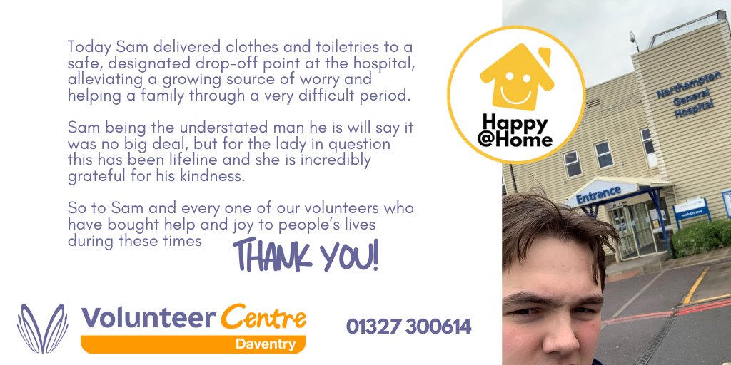 Today one of our volunteers went the extra mile in every sense. Sam was able to help a very anxious, self-isolating lady care for her husband who is recovering from COVID-19 in Northampton General. @daventrydc #NorthantsTogether