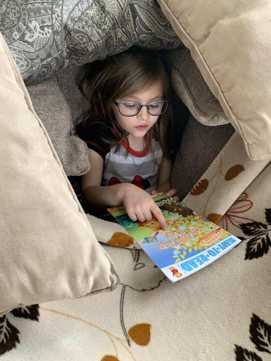 nancylarker's tweet photo. @WoodridgeIRC we miss you, Mrs. Sterling! Reading a book in a fort today. https://t.co/dncZrEn2LQ