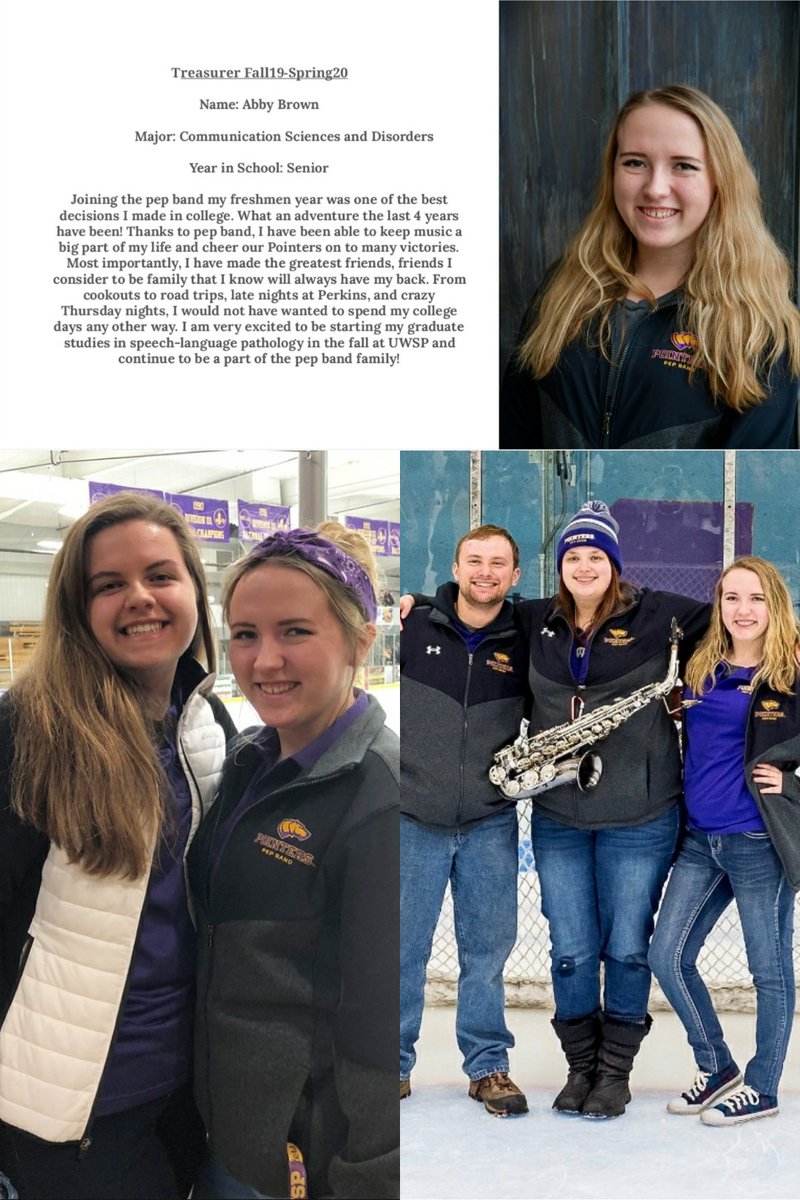 uwsppepband's tweet photo. We are saying goodbye to our outgoing Executive Board members this week ! Today's outgoing Executive  Board Member is Abby Brown ! https://t.co/0TfGC11LFZ