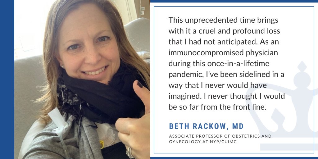 ColumbiaOBGYN's tweet photo. Each day during #COVID19, we’ll share updates from our #WomensHealth team about caring for patients during this unprecedented time. Today, hear from Dr. Beth Rackow, fertility + peds/adolescent GYN doctor @ColumbiaMed #ObgynDuringCOVID19 Read in full: https://t.co/9HANTJky1g https://t.co/CzPjQcHNAk