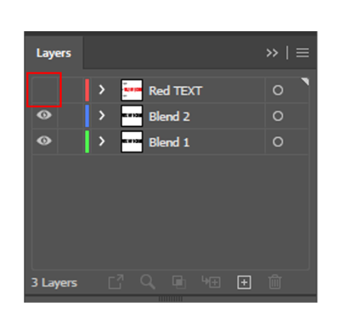 Step 6: So close!Make the red text layer invisible for now.Take the Blend 1 layer and move it to the bottom left of the screen, make sure it’s off the artboard