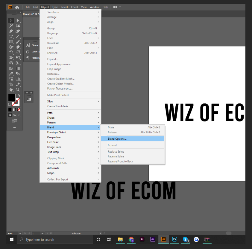 Step 7: BlendingThen, go to the top panel and select “Object> Blend> Blend Options” & insert the settings I haveClick ‘OK’ when done