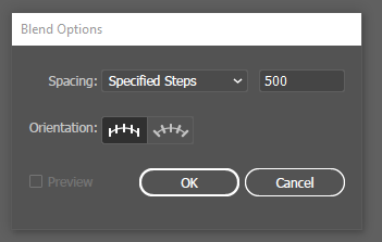 Step 7: BlendingThen, go to the top panel and select “Object> Blend> Blend Options” & insert the settings I haveClick ‘OK’ when done
