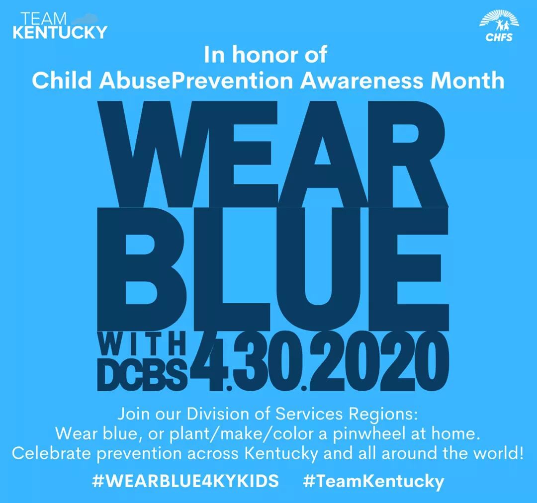 PCAKY's tweet photo. How is #CAPM2020 almost over already?! Let’s end it on a high note, joining @KyDCBS in celebrating prevention across the state! #WearBlue4KYKids #TeamKentucky https://t.co/uwMZsrVXhS