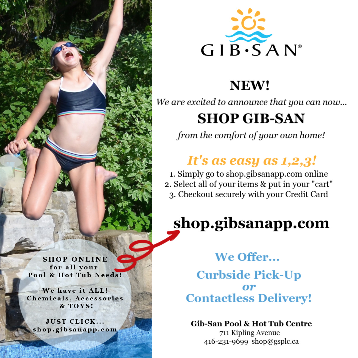 🌷Jumping for JOY with this weekend's weather forecast! 😎Order all your Pool &amp; Hot Tub needs from the comfort of home at shop.gibsanapp.com! We have Delivery or Curb-side Pick-up options.🎉#shoplocal #cleanwater