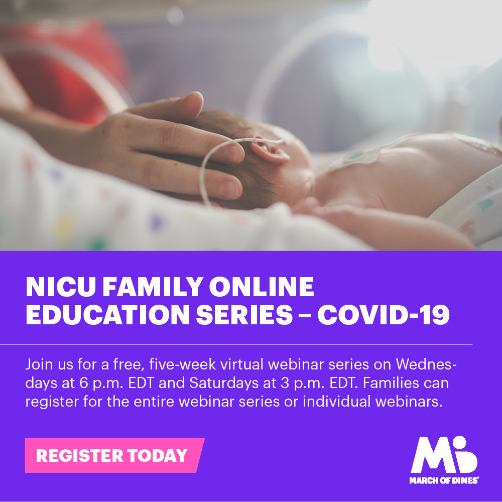 Today begins our 5-week series where March of Dimes NICU experts will host live, hour-long webinars to share important information about having a baby in the NICU during this time and answer your questions. Click the link to register:
marchofdimes.org/nicufamilysupp…