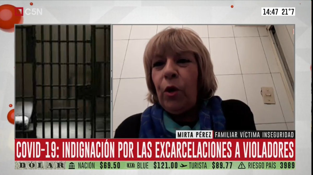 BailarSeguro's tweet photo. #AHORA la presidente de Bailar Seguro en @C5N, Mirta Pérez dialogando temas de seguridad y las excarcelaciones a los presos. https://t.co/QVLqgfzDWR