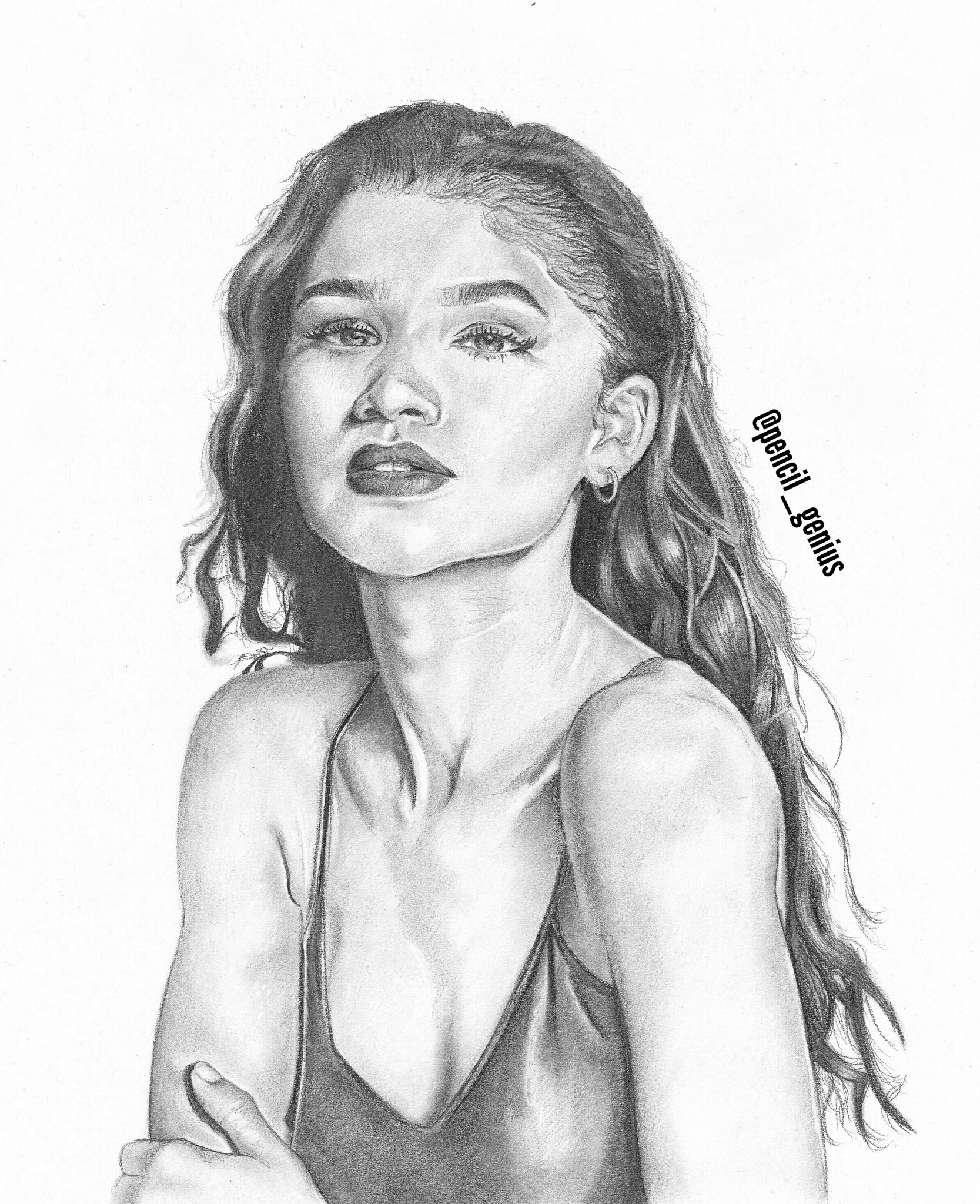 Zendaya drawing with one pencil for beginners  step by step  Pencil sketch  of Zendaya  Drawing  YouTube